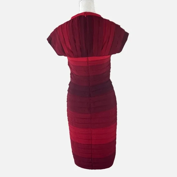 TADASHI SHOJI Burgundy Red Ombre Layered Cocktail Dress Cap Sleeve Stretch SMALL - greenwatershopping.com TADASHI SHOJI Burgundy Red Ombre Layered Cocktail Dress Cap Sleeve Stretch SMALL - greenwatershopping.com